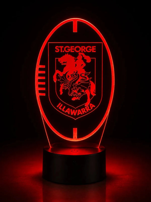 St George Illawarra Dragons Rugby League Personalised 3D LED Night Light Lamp - KustomboxNight Lights & Ambient LightingKustomboxStandard SizeBlack 16 Colours + Remote