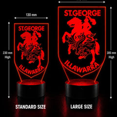 St George Illawarra Dragons Rugby League Personalised 3D LED Night Light Lamp - KustomboxNight Lights & Ambient LightingKustomboxStandard SizeBlack 16 Colours + Remote