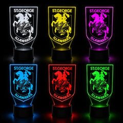 St George Illawarra Dragons Rugby League Personalised 3D LED Night Light Lamp - KustomboxNight Lights & Ambient LightingKustomboxStandard SizeBlack 16 Colours + Remote