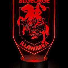 St George Illawarra Dragons Rugby League Personalised 3D LED Night Light Lamp - KustomboxNight Lights & Ambient LightingKustomboxStandard SizeBlack 16 Colours + Remote