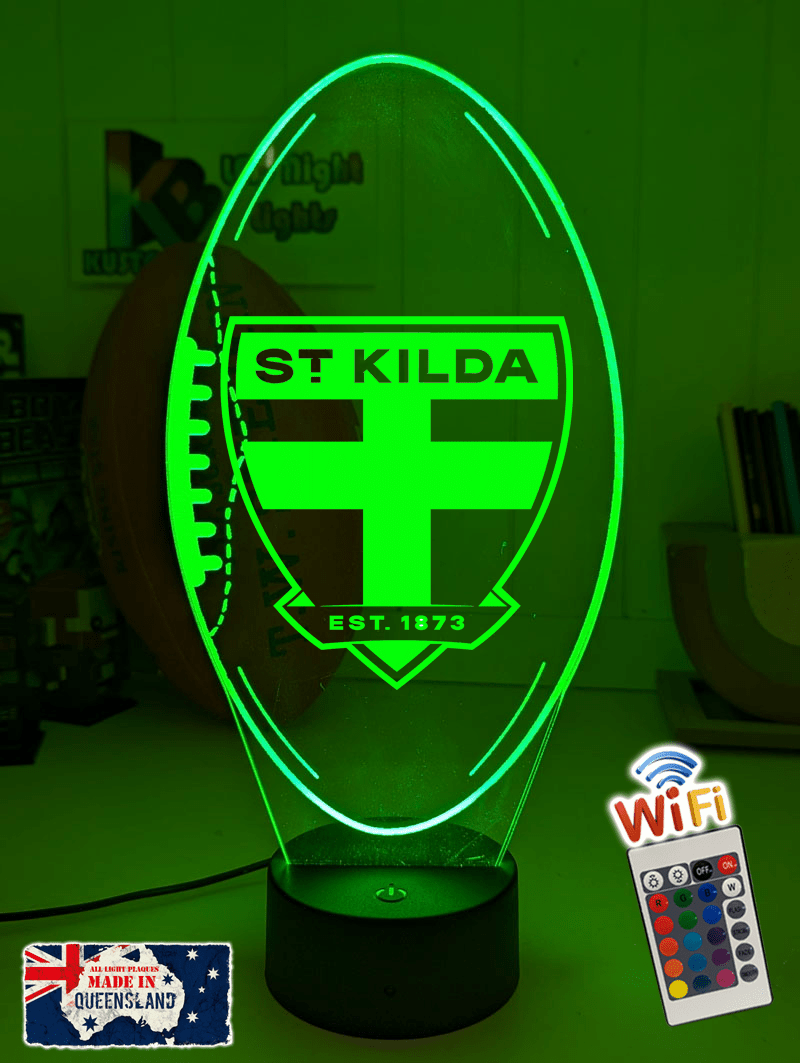 St Kilda Saints 3D LED ball light – AFL team décor for man caves, bars or fan spaces.
