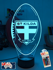 St Kilda Saints 3D LED night lamp in gift box – perfect personalised AFL fan gift.