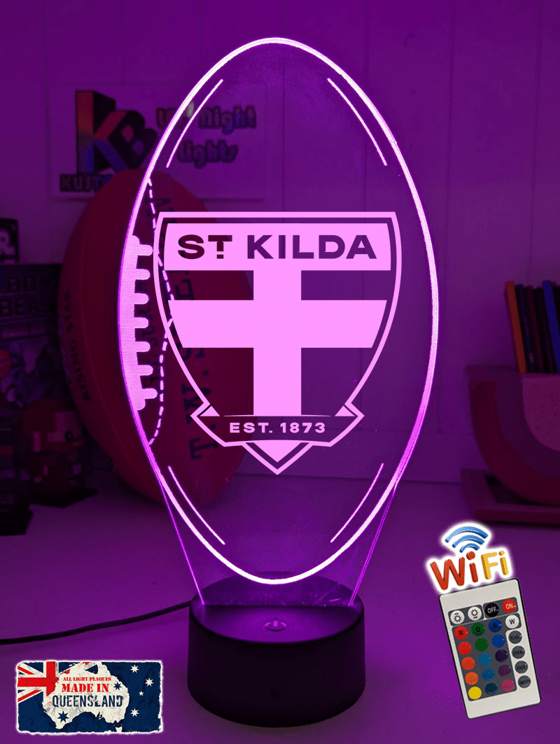 St Kilda Saints 3D LED ball night light – 16-colour remote lamp for kids, bar or man        cave.