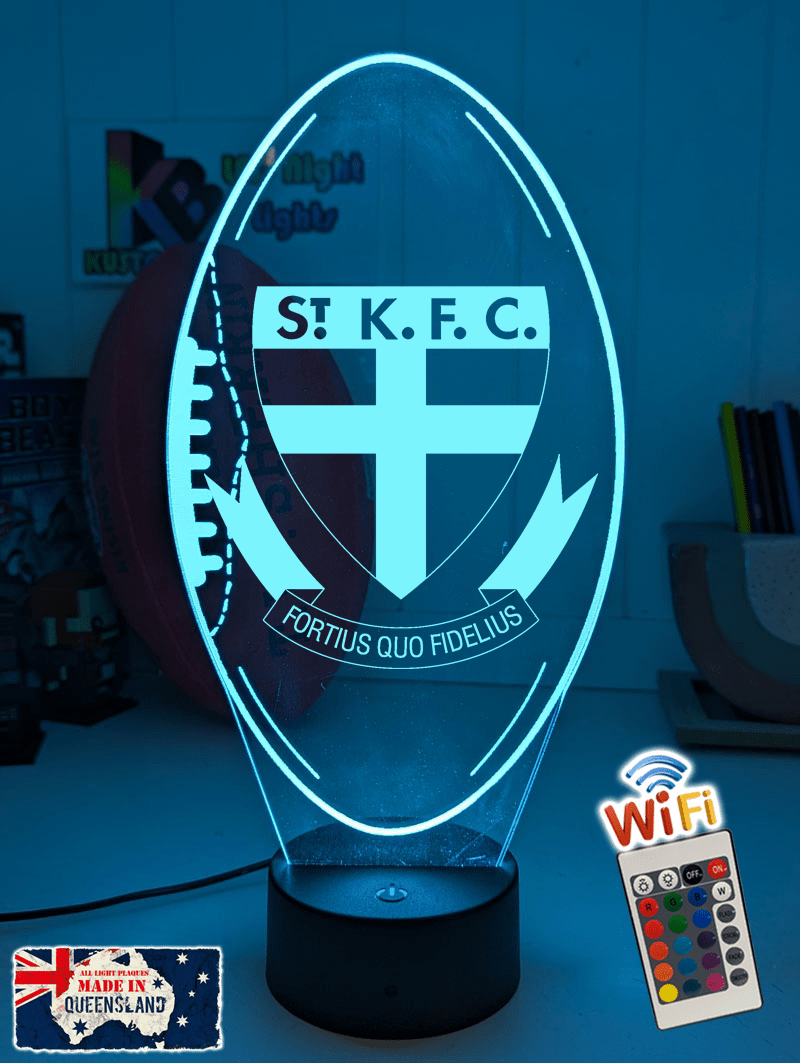 St Kilda Saints Australian Football Club St Kilda Saints old logo 3D LED night lamp in gift box – perfect personalised AFL fan gift.