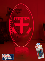 St Kilda Saints old logo 3D LED lamp with 16-colour remote control – adjustable brightness and fade.