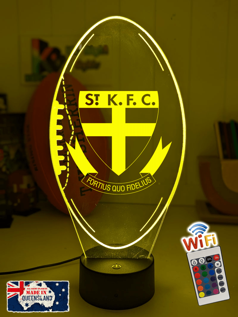 St Kilda Saints old logo 3D LED ball night light – 16-colour remote lamp for kids, bar or mancave.