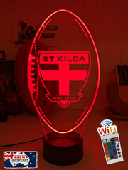 St Kilda Saints ball LED lamp with 16-colour light modes and remote.