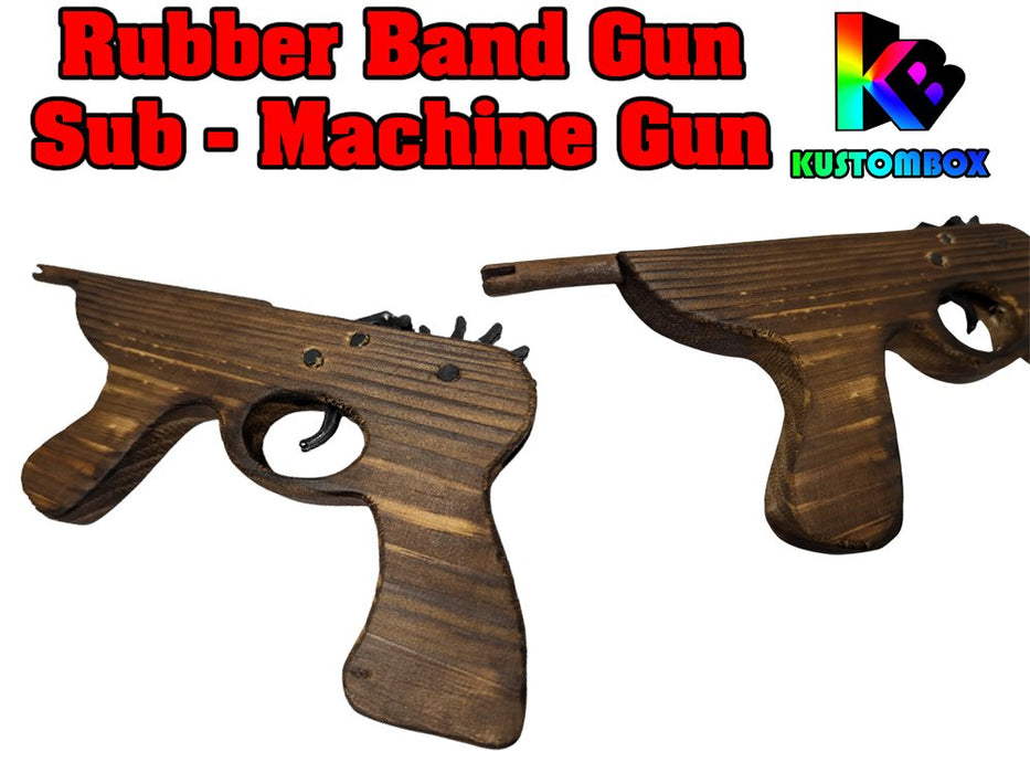 Sub - Machine Gun Rubber Band Timber Launcher Wood x 2 - KustomboxToys & GamesKustomboxSub Machine Guns x 2