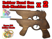 Sub - Machine Gun Rubber Band Timber Launcher Wood x 2 - KustomboxToys & GamesKustomboxSub Machine Guns x 2