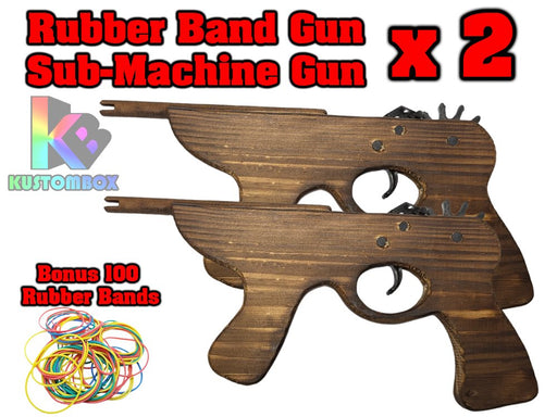 Sub - Machine Gun Rubber Band Timber Launcher Wood x 2 - KustomboxToys & GamesKustomboxSub Machine Guns x 2