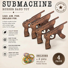Sub Machine Gun Wooden Rubber Band Toy Classic Timber Toy - KustomboxToys & GamesKustombox4 x Sub Machine Gun