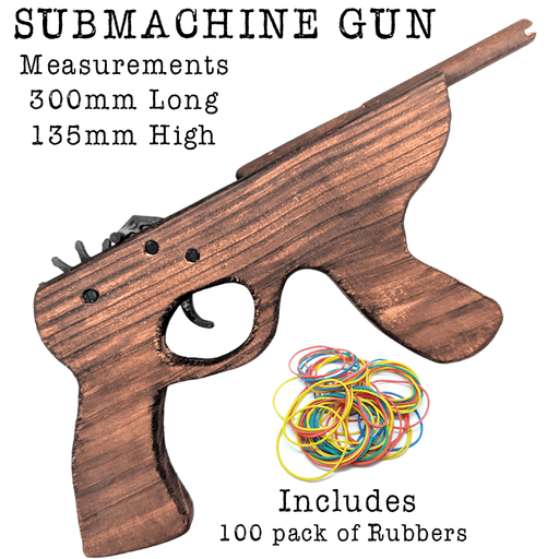 Sub Machine Wooden Rubber Band Guns Classic Wooden Toy Fun - KustomboxToys & GamesKustomboxSub Machine Gun x 1