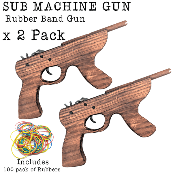 Sub Machine Wooden Rubber Band Guns Classic Wooden Toy Fun - KustomboxToys & GamesKustomboxSub Machine Guns x 2