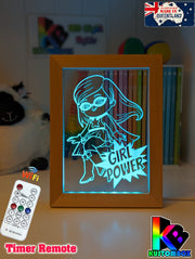 Super Girl Power Personalised Name Timber Frame base USB 3D LED Night Light + Remote - KustomboxNight Lights & Ambient LightingKustomboxTimber Frame Light