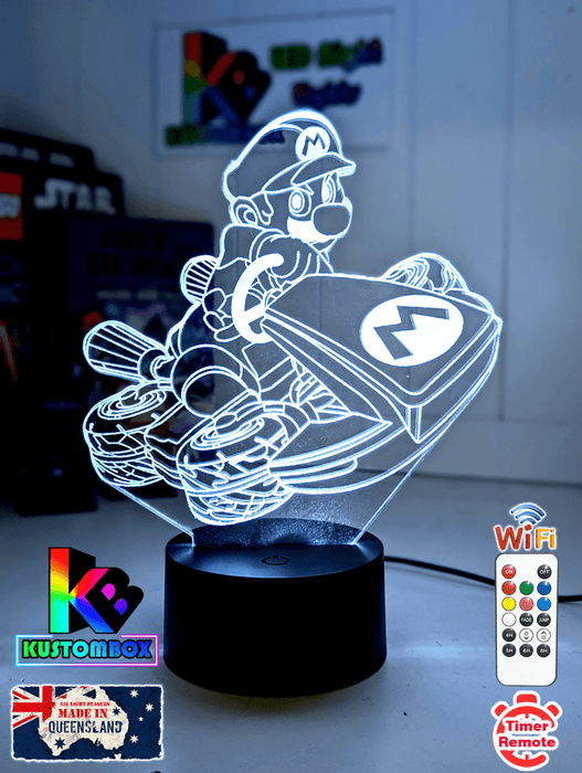 Super Mario Cart Personalised Name Gamer 3D LED Night Light Lamp - KustomboxNight Lights & Ambient LightingKustomboxStandard Size