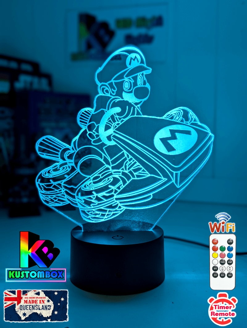 Super Mario Cart Personalised Name Gamer 3D LED Night Light Lamp - KustomboxNight Lights & Ambient LightingKustomboxStandard Size