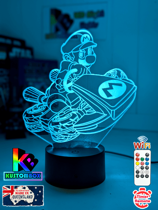 Super Mario Cart Personalised Name Gamer 3D LED Night Light Lamp - KustomboxNight Lights & Ambient LightingKustomboxStandard Size