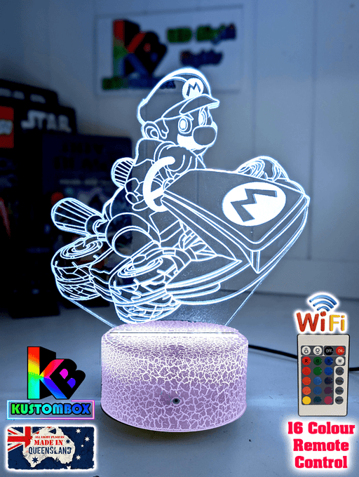 Super Mario Cart Personalised Name Gamer 3D LED Night Light Lamp - KustomboxNight Lights & Ambient LightingKustomboxStandard Size