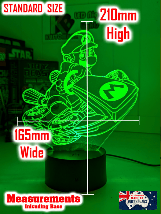 Super Mario Cart Personalised Name Gamer 3D LED Night Light Lamp - KustomboxNight Lights & Ambient LightingKustomboxStandard Size