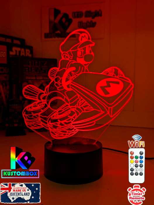 Super Mario Cart Personalised Name Gamer 3D LED Night Light Lamp - KustomboxNight Lights & Ambient LightingKustomboxStandard Size