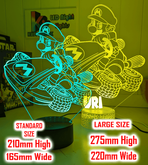 Super Mario Kart Personalised Name 3D LED Night Light Room Decor Gift, USB LED Lamp for Kids & Gamers - KustomboxNight Lights & Ambient LightingKustomboxStandard Size