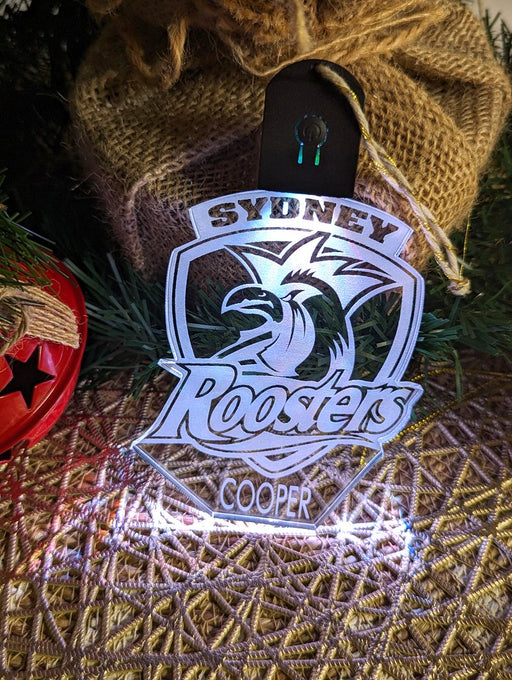 Sydney City Roosters Football Personalised Christmas Bauble 3D LED Light Decoration - KustomboxNight Lights & Ambient LightingKustomboxBauble - No Name