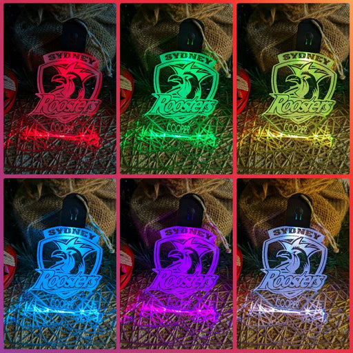 Sydney City Roosters Football Personalised Christmas Bauble 3D LED Light Decoration - KustomboxNight Lights & Ambient LightingKustomboxBauble - No Name