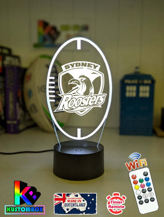 Sydney City Roosters Rugby League Club 3D LED Night Light - KustomboxNight Lights & Ambient LightingKustomboxStandard Size