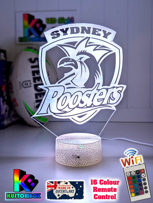 SYDNEY CITY ROOSTERS Rugby League Football Club LED Night Light - KustomboxNight Lights & Ambient LightingKustomboxStandard Size
