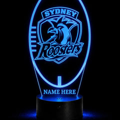 Sydney Roosters Personalised Rugby League 3D LED Night Light Lamp - KustomboxNight Lights & Ambient LightingKustomboxStandard SizeBlack 16 Colours + Remote