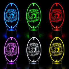 Sydney Roosters Personalised Rugby League 3D LED Night Light Lamp - KustomboxNight Lights & Ambient LightingKustomboxStandard SizeBlack 16 Colours + Remote
