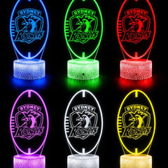 Sydney Roosters Personalised Rugby League 3D LED Night Light Lamp - KustomboxNight Lights & Ambient LightingKustomboxStandard SizeBlack 16 Colours + Remote