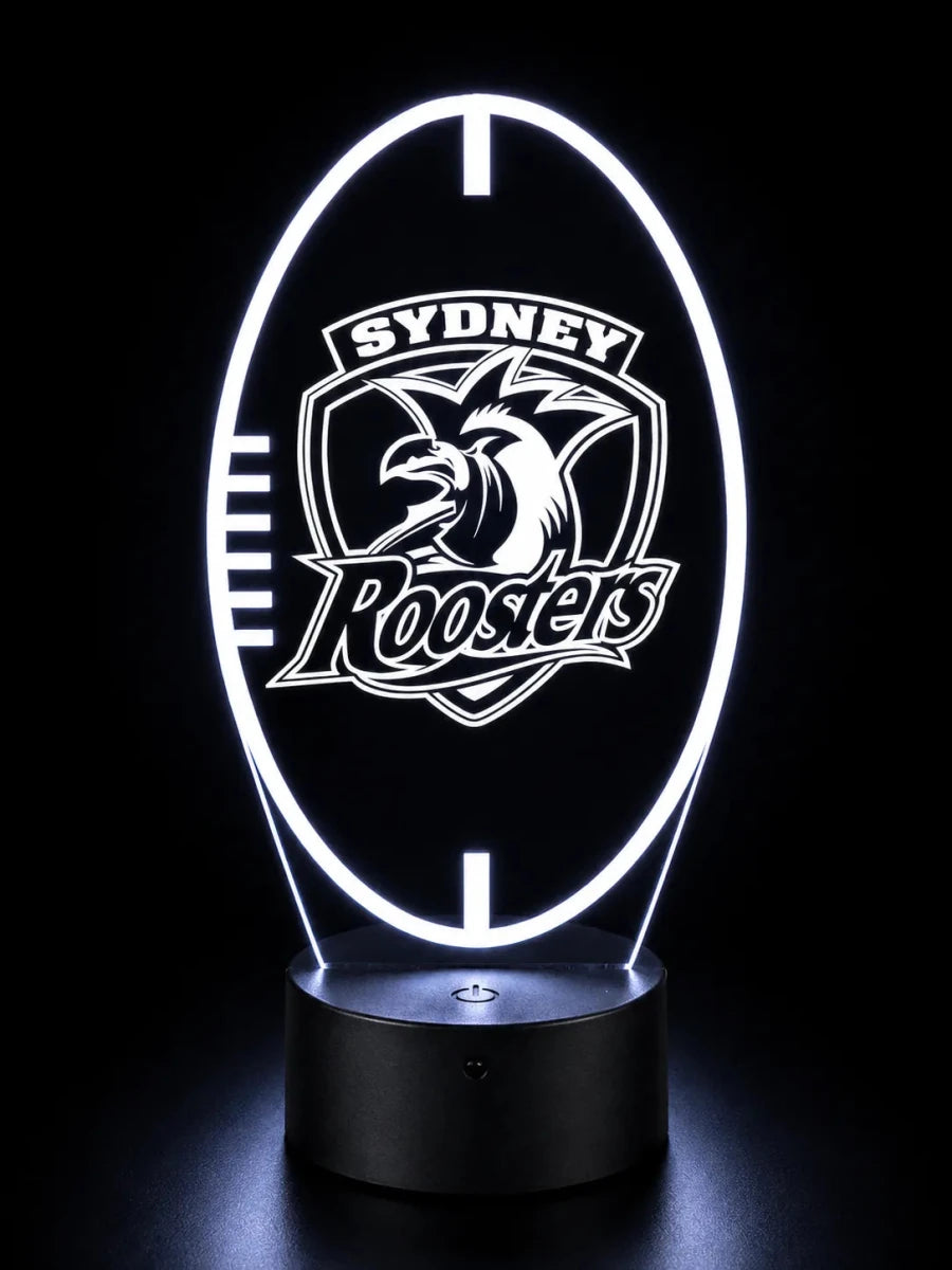 Sydney Roosters Personalised Rugby League 3D LED Night Light Lamp - KustomboxNight Lights & Ambient LightingKustomboxStandard SizeBlack 16 Colours + Remote