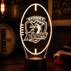 Sydney Roosters Personalised Rugby League 3D LED Night Light Lamp - KustomboxNight Lights & Ambient LightingKustomboxStandard SizeBlack 16 Colours + Remote