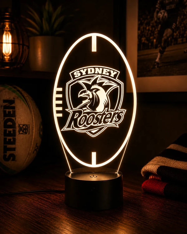 Sydney Roosters Personalised Rugby League 3D LED Night Light Lamp - KustomboxNight Lights & Ambient LightingKustomboxStandard SizeBlack 16 Colours + Remote