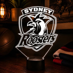 Sydney Roosters Rugby League Personalised 3D LED Night Light Lamp - KustomboxNight Lights & Ambient LightingKustomboxStandard SizeBlack 16 Colours + Remote