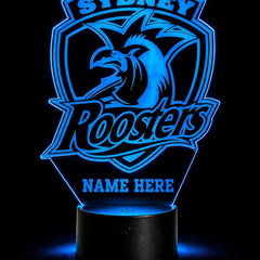 Sydney Roosters Rugby League Personalised 3D LED Night Light Lamp - KustomboxNight Lights & Ambient LightingKustomboxStandard SizeBlack 16 Colours + Remote