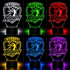 Sydney Roosters Rugby League Personalised 3D LED Night Light Lamp - KustomboxNight Lights & Ambient LightingKustomboxStandard SizeBlack 16 Colours + Remote