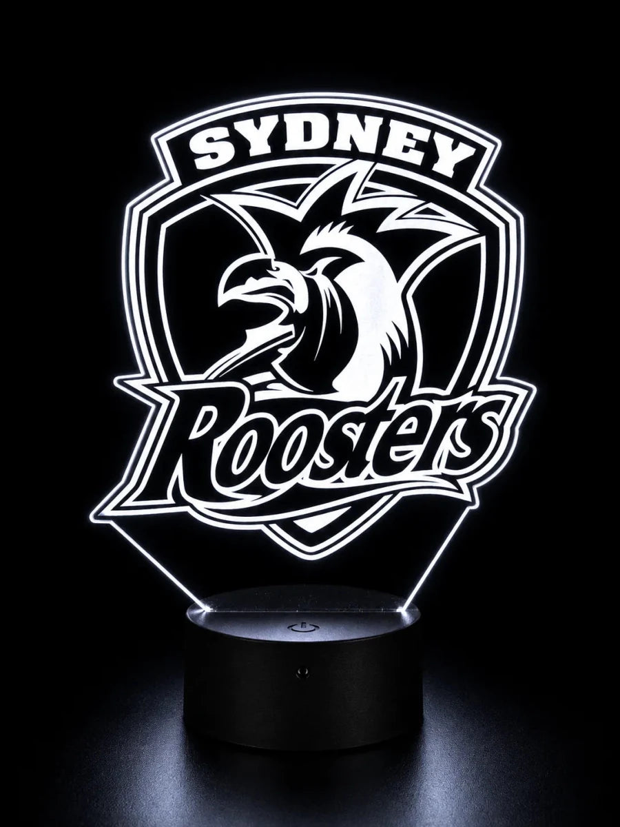 Sydney Roosters Rugby League Personalised 3D LED Night Light Lamp - KustomboxNight Lights & Ambient LightingKustomboxStandard SizeBlack 16 Colours + Remote
