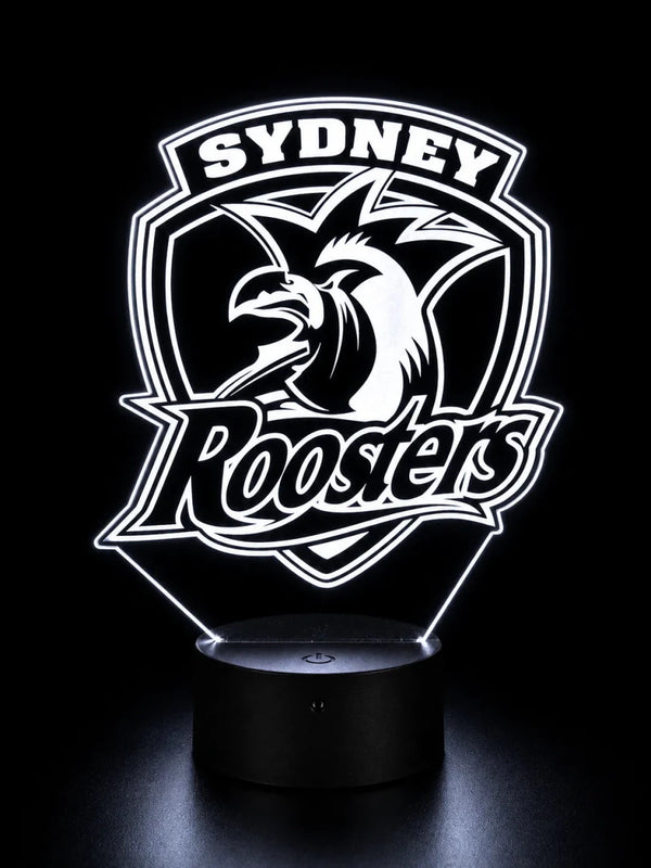 Sydney Roosters Rugby League Personalised 3D LED Night Light Lamp - KustomboxNight Lights & Ambient LightingKustomboxStandard SizeBlack 16 Colours + Remote
