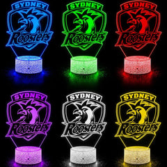 Sydney Roosters Rugby League Personalised 3D LED Night Light Lamp - KustomboxNight Lights & Ambient LightingKustomboxStandard SizeBlack 16 Colours + Remote