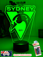 Sydney swans 3D LED lamp with 16-colour remote control – adjustable brightness and fade.