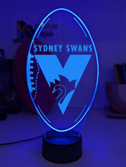 Sydney Swans 3D LED ball light – AFL team décor for man caves, bars or fan spaces.