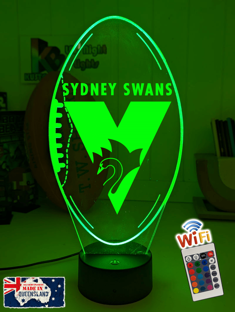 Sydney Swans 3D LED night lamp in gift box – perfect personalised AFL fan gift.
