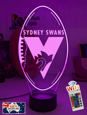 Sydney Swans 3D LED ball night light – 16-colour remote lamp for kids, bar or mancave