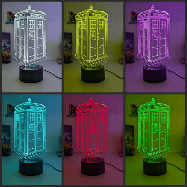 Tardis Police Box Dr Who 3D LED Night Light Lamp - KustomboxNight Lights & Ambient LightingKustomboxStandard Size