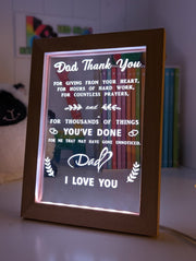 Thank you for Everything Dad I Love You Personalised Message Quote Timber Frame USB 3D LED Night Light Lamp - KustomboxNight Lights & Ambient LightingKustomboxTimber Frame Light - $34.99