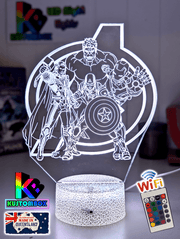 The Avengers Team Personalised Name Light 3D LED Night Light - KustomboxNight Lights & Ambient LightingKustomboxStandard Size no Namewhite base