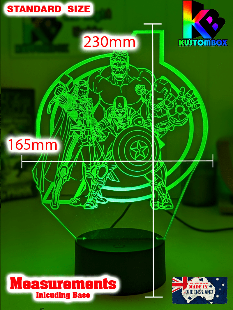 The Avengers Team Personalised Name Light 3D LED Night Light - KustomboxNight Lights & Ambient LightingKustomboxStandard Size no Namewhite base