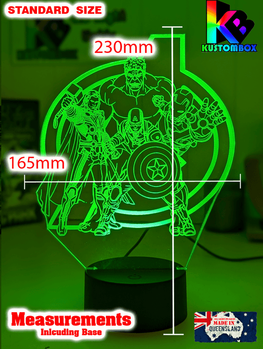The Avengers Team Personalised Name Light 3D LED Night Light - KustomboxNight Lights & Ambient LightingKustomboxStandard Size no Namewhite base